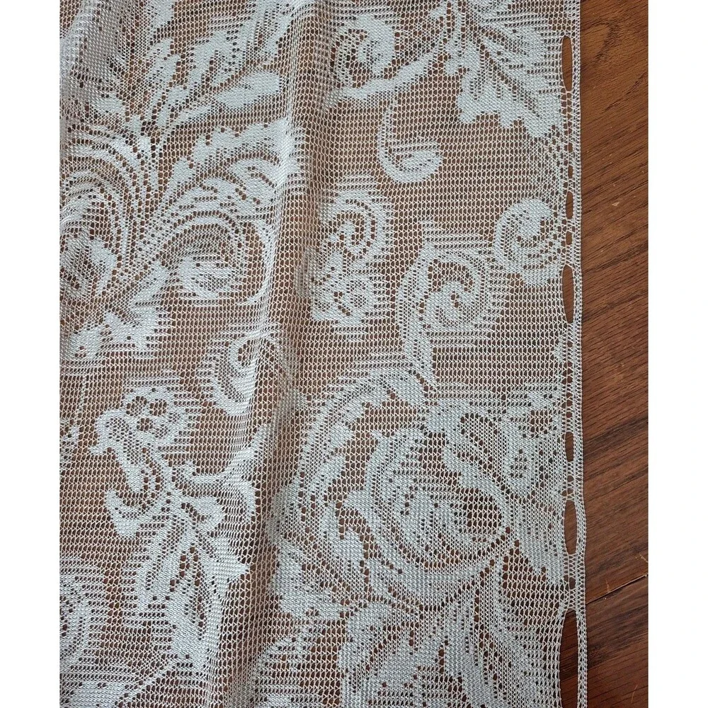 Kensington Pearl Baroque Set of 3 Vintage Damask Lace Fringe Panels  45 x 84 IN
